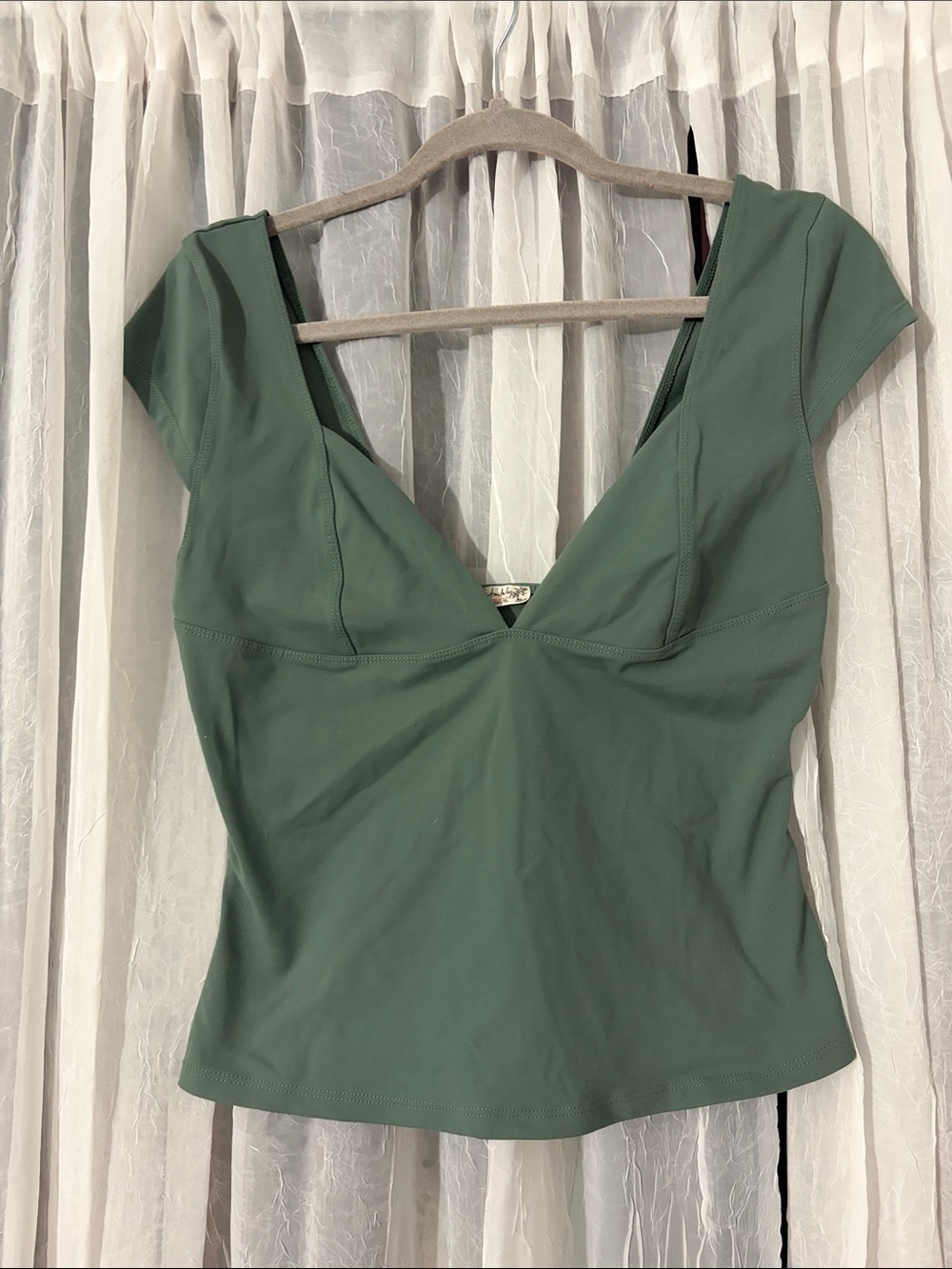 Free People V-Neck Cap Sleeve Tunic in Sage Green